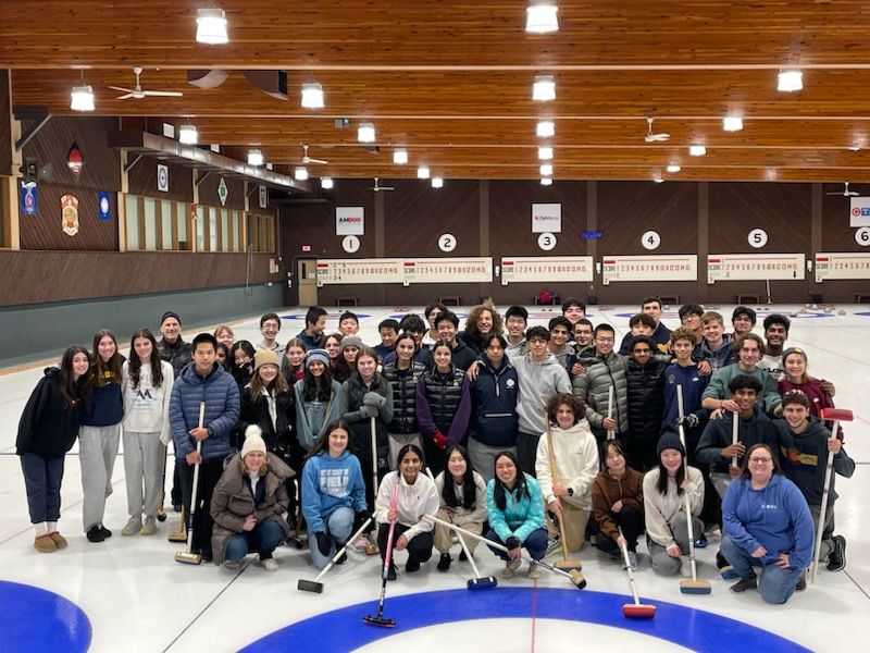 DCDSchool's tweet photo. The Honors Physics classes visited a curling club in Windsor, during a fan-favorite field trip. They were treated to an engaging lesson, enjoyed some friendly competition with their peers, and gathered valuable data for their class lab. #DCDSFun #DCDSAcademics https://t.co/lkxV4rqsaq