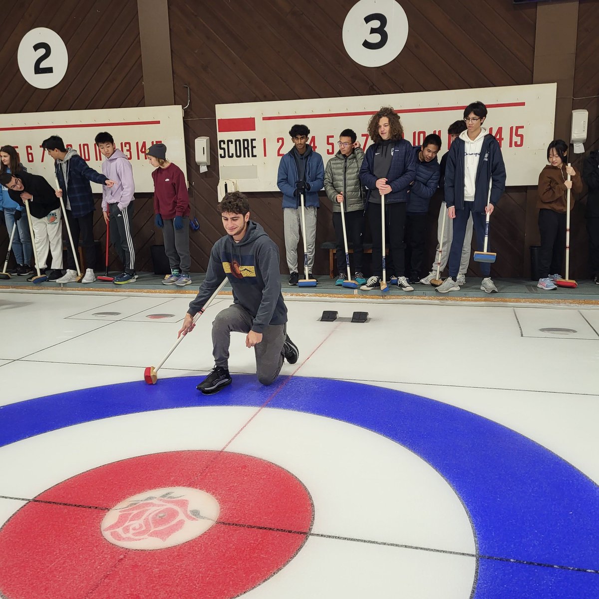 DCDSchool's tweet photo. The Honors Physics classes visited a curling club in Windsor, during a fan-favorite field trip. They were treated to an engaging lesson, enjoyed some friendly competition with their peers, and gathered valuable data for their class lab. #DCDSFun #DCDSAcademics https://t.co/lkxV4rqsaq