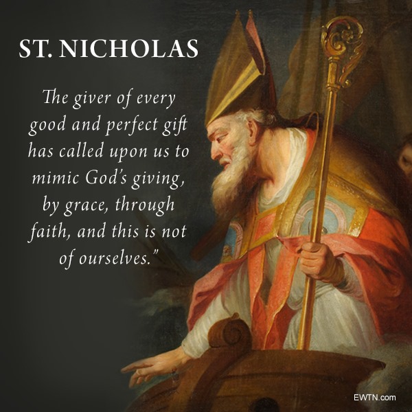 St. Nicholas' feast day is Dec. 6. One of the most famous stories of his generosity says that he threw bags of gold through an open window in the house of a poor man to serve as dowry for the man’s daughters, who otherwise would have been forced into prostitution... (1/2)