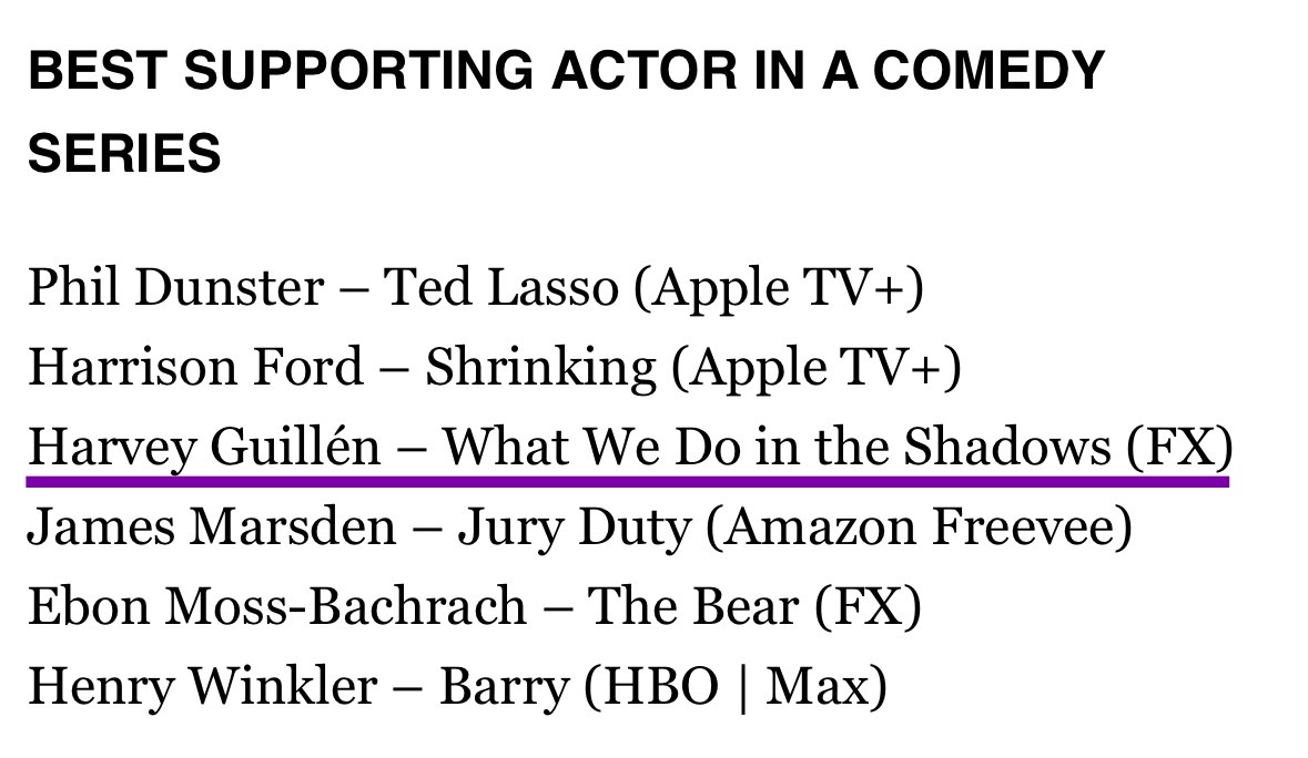 safety_haz's tweet photo. Congrats @HARVEYGUILLEN on your 🎩 trick of #CriticsChoiceAwards nominations for slaying as Guillermo! Hope third time’s the well-deserved charm! #wwdits https://t.co/sijFLxj1Fm