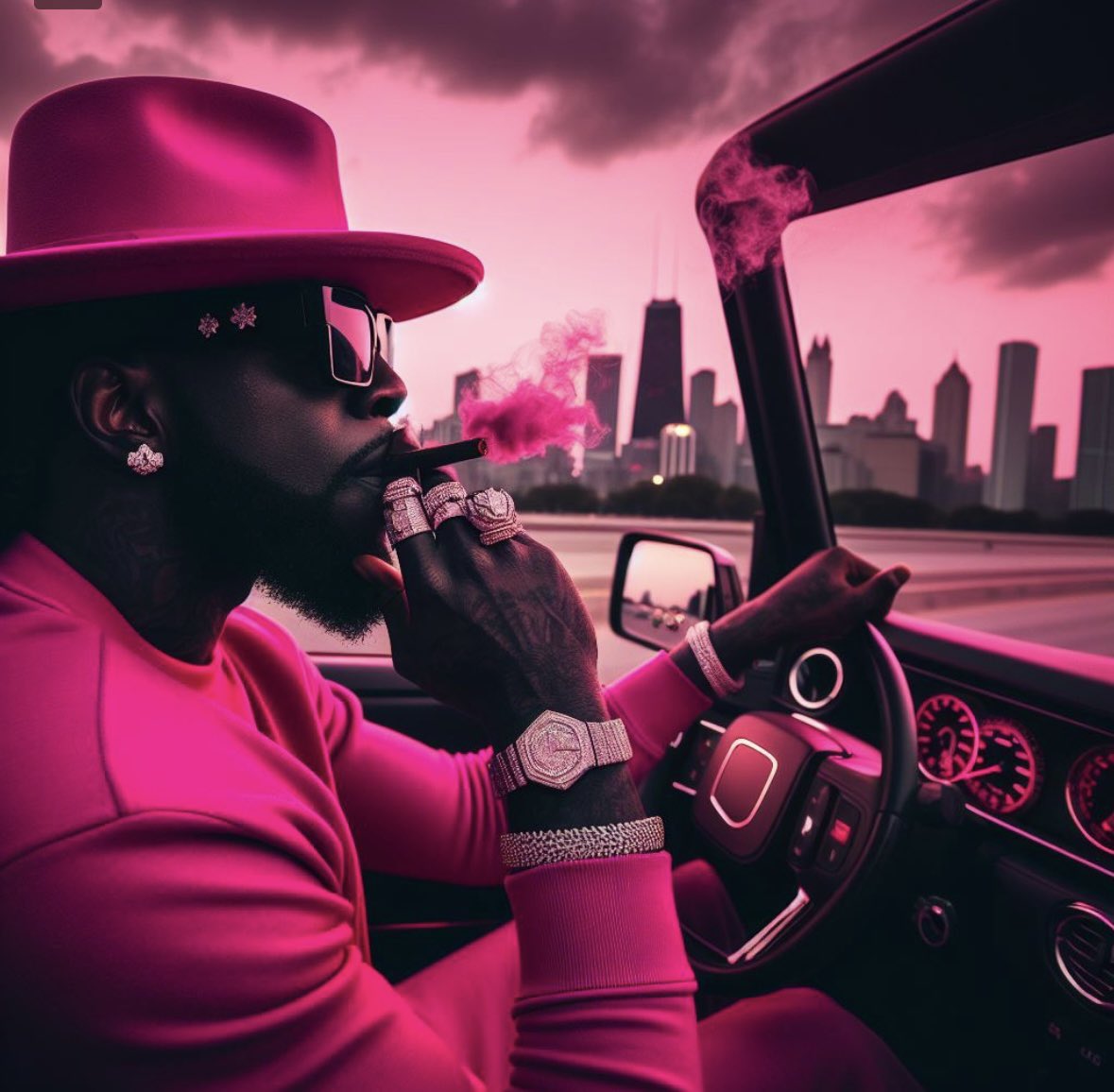 IAM_KING23's tweet photo. Me and the guys on the way where the hoes?  #PinkFriday2 #Dec8th https://t.co/oXnvEe7cbT