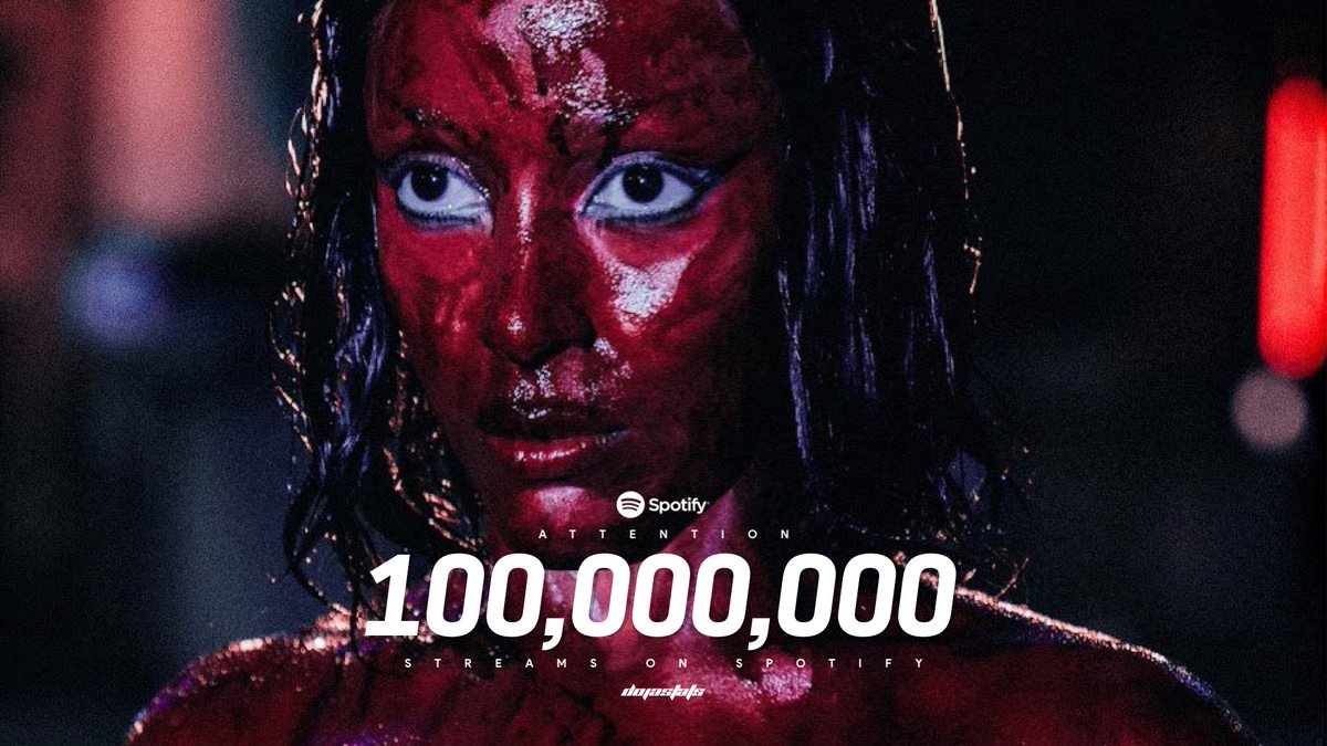 DojaStats's tweet photo. .@DojaCat’s ‘Attention’ has reached 100 MILLION streams on Spotify. It’s her 41st song to achieve this. https://t.co/OzKK11TjZZ