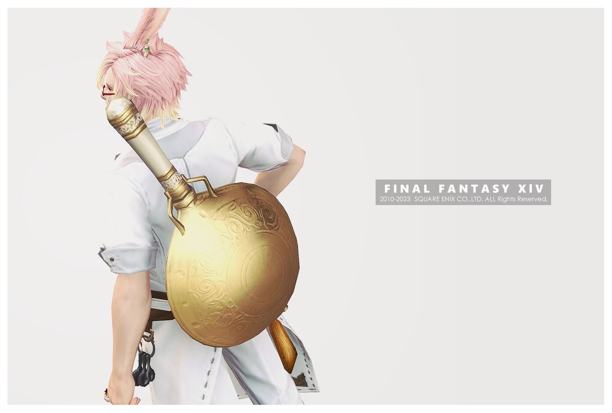 FF14「そしてコツコツ地道にやってきた調理師アチブもついに達成したので、黄金の中華鍋が似」|お松 😮😀😗のイラスト