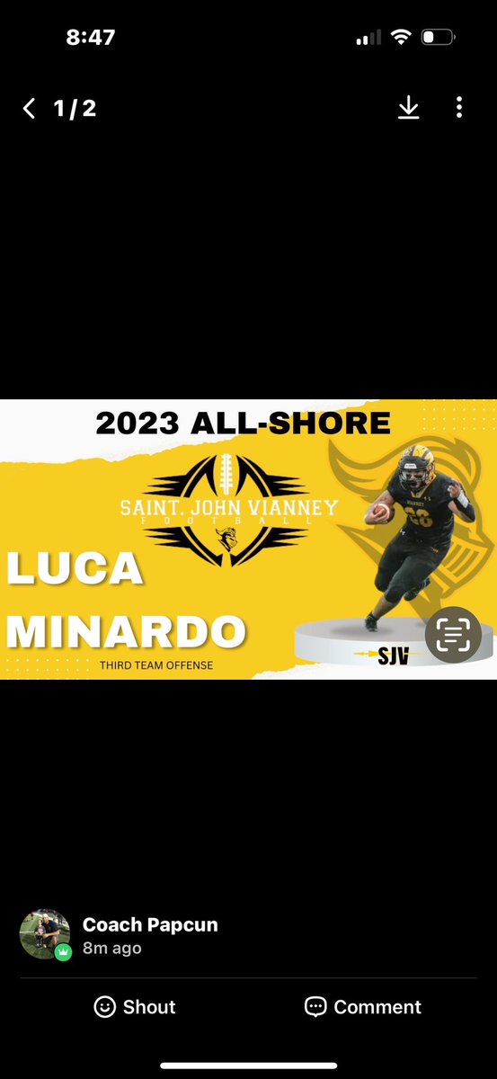 Grateful to be selected for both 1st team all division and 3rd team all shore!!!!