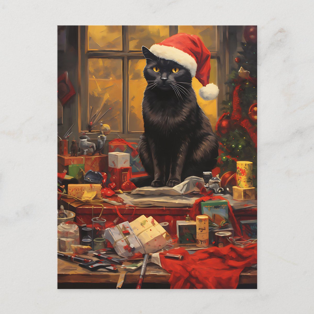 Black Cat With Santa Hat Art Scene Christmas Holiday Postcard zazzle.com/z/gzixsgvl?rf=… via @zazzle 

#postcard #Caturday #Christmas #ChristmasCard #christmascards #CatsOfTwitter #CatsLover
