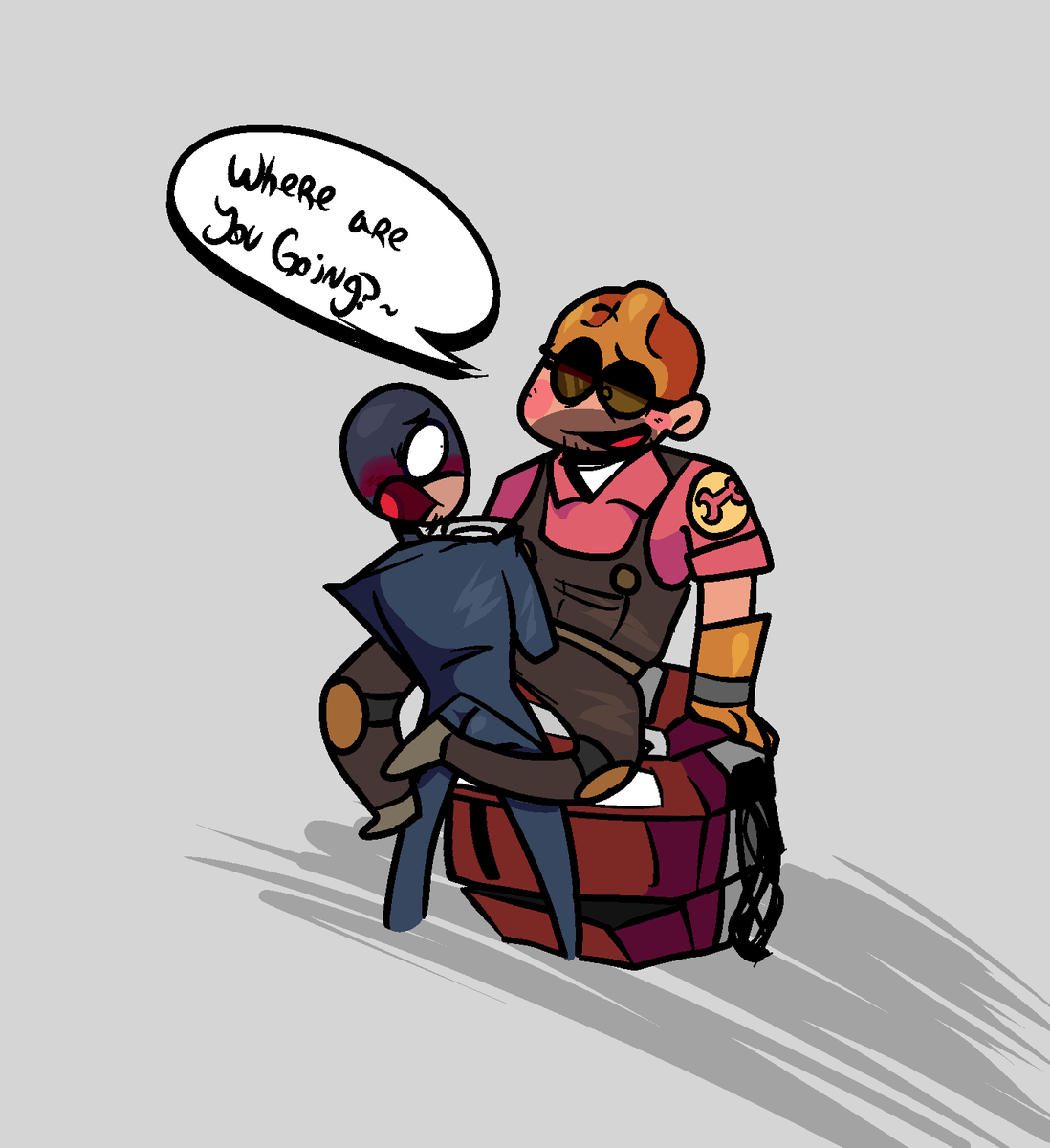 LimaLemonadee's tweet photo. catched! 
#TF2 #TeamFortress2 #TF2fanart #TeamFortress2art
#TF2engineer #TF2spy #engineerspy https://t.co/0289knxIzH