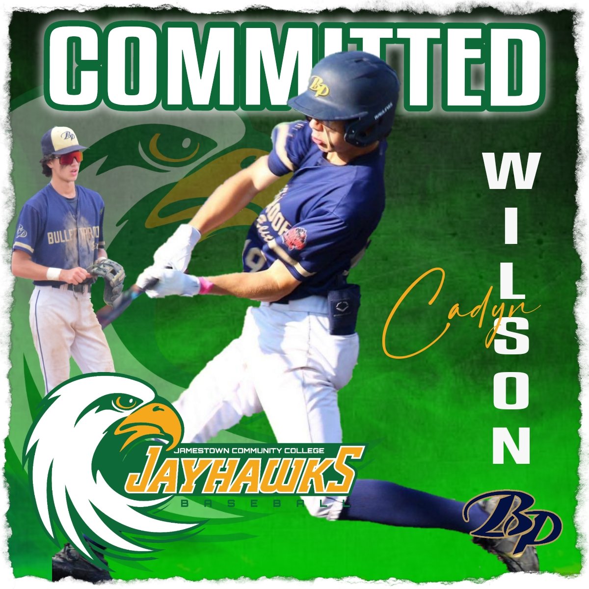 Congratulations to BP Elite's INF @cadynwilson2 on his commitment to continue his athletic and academic aspirations at Jamestown Community College NJCAA D3 in Jamestown NY. Great addition to @JCCJayhawksBase #rollhawks