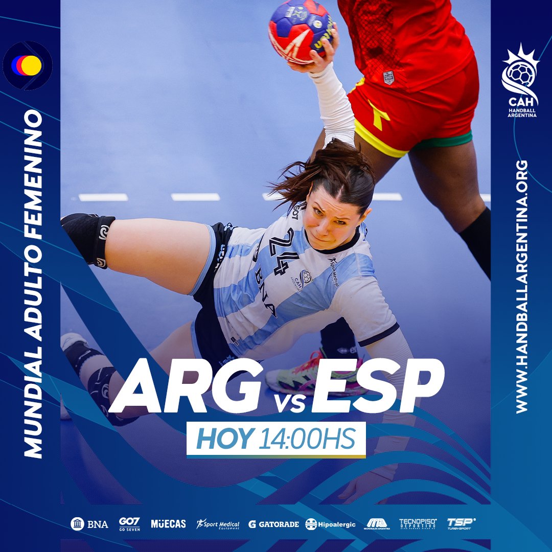 ¡JUEGA ARGENTINA! 🇦🇷⚔️

🏆 Mundial Adulto Femenino #DENNORSWE2023
🗓️ Fecha 1 - Main Round IV 
🆚 España 🇪🇸
⏰ 14:00hs
🏟️ Arena Nord, Frederikshavn 🇩🇰
📺 <a href="/TyCSports/">TyC Sports</a> / <a href="/DSports/">DSPORTS</a>