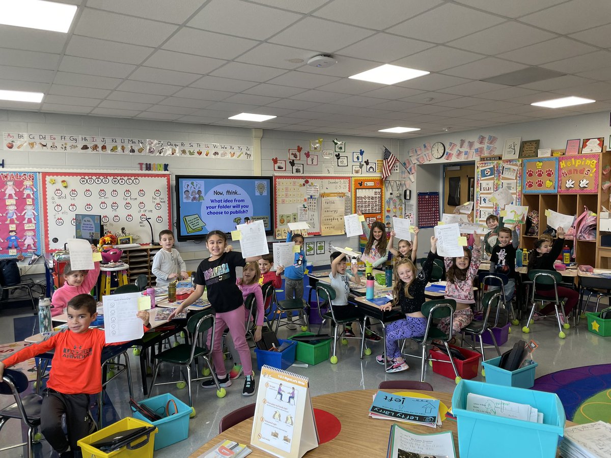 Big day in 1st grade! We selected our first piece to continue the writing process on! The students loved reflecting on past lessons and enjoy selecting a piece to work on that they are passionate about! <a href="/MissJaeger814/">Miss Jaeger</a> #Selecting #schoolwide #writing #ENLFFE