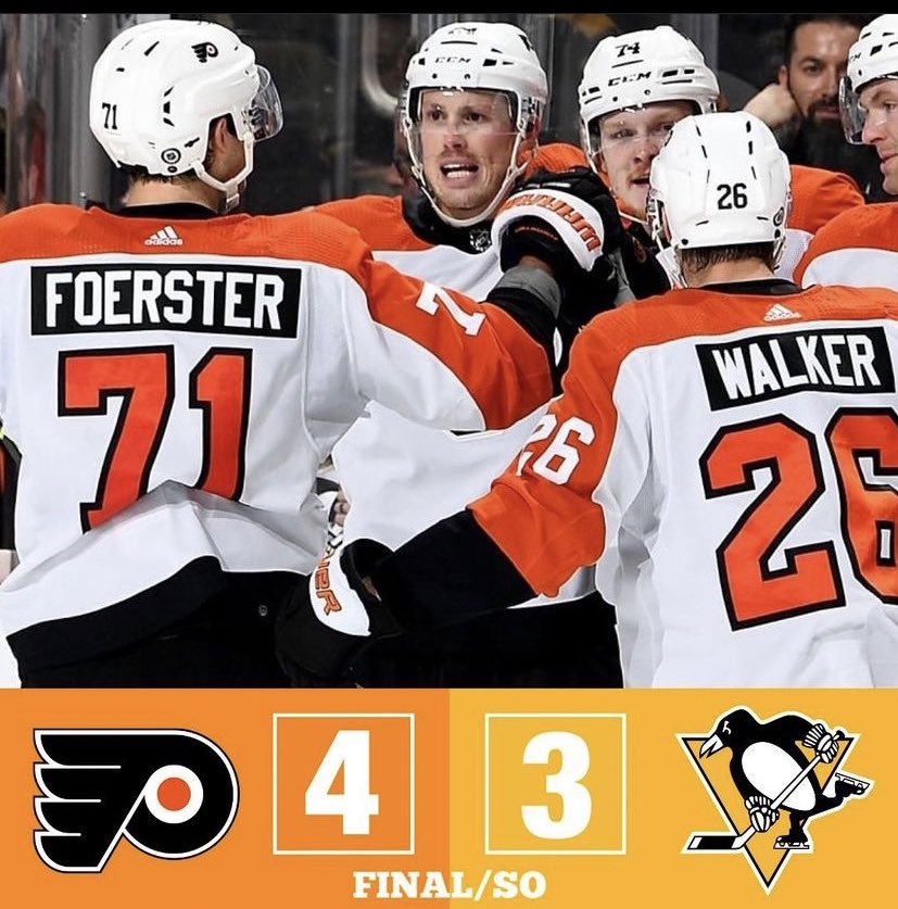 sandropacheco71's tweet photo. The #PhiladelphiaFlyers defeated the #PittsburghPenguins in both of their #HomeAndHome games. #NHL #MakingHistory #Congratulations #LetsGoFlyers #BroadStreetBullies #BroadStreet #GoFlyersGo #NewEraOfOrange #LetsGoPens https://t.co/LD9jrWuraH