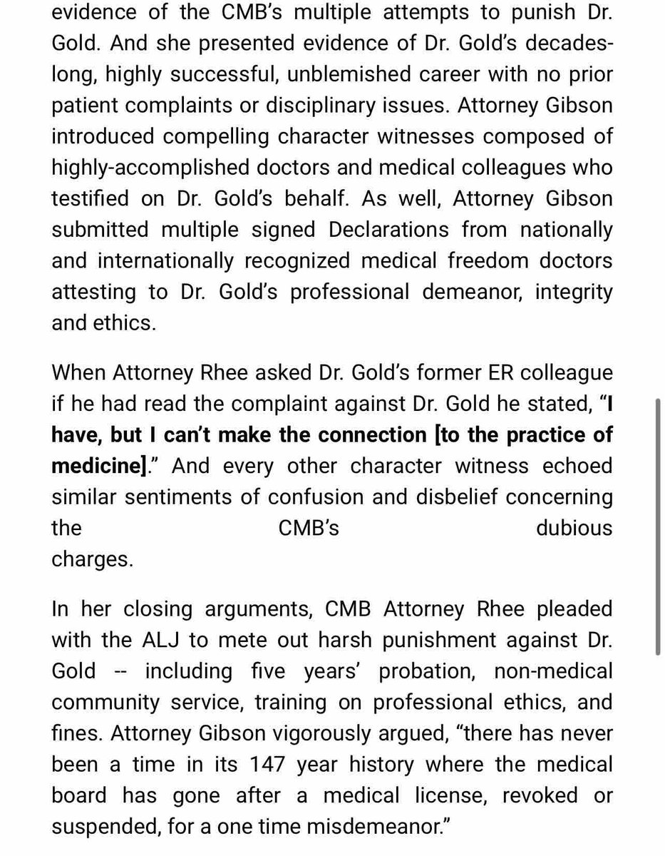 drsimonegold's tweet photo. The California Medical Board’s “investigation” of me is a flagrant abuse of power to silence physicians who might otherwise speak out against the government.

The actions taken against me are purely in retaliation for my advocacy of medicinal treatments for COVID.

Let’s fight. https://t.co/q9yBHnvm3O