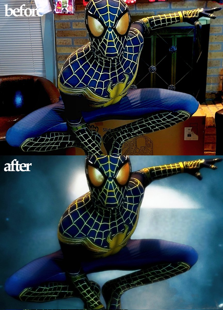 CB_Spiderman's tweet photo. A simple "Before" and "After" post. ๐
Suit by: @therpcstudio
Edit by: Me and my phone ๐ฑ๐
#cosplay #cosplayers #spiderman #marvel #rpcstudio https://t.co/wgLKoOqNP0