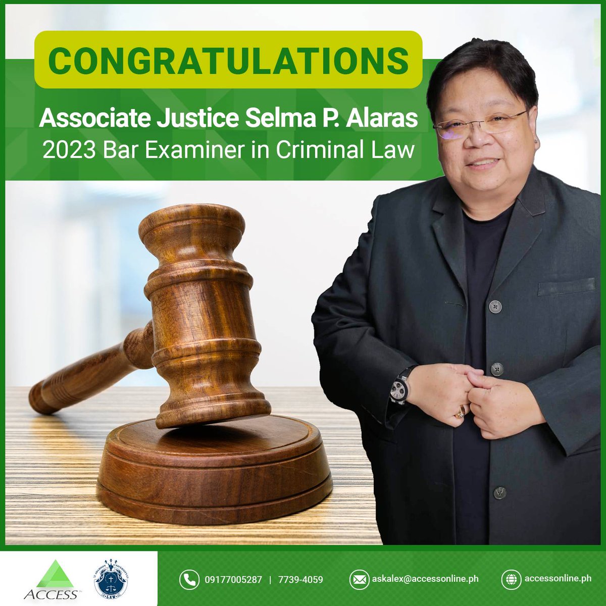 accessmcle_ph's tweet photo. Congratulations to our esteemed MCLE lecturers for being part of the 2023 Bar Examinations. Your dedication and expertise continue to shape the legal industry. 
We are so proud of you, Associate Justice Selma Alaras and Prof. Ignatius Michael Ingles. Cheers! https://t.co/4w7Z7kKM0V