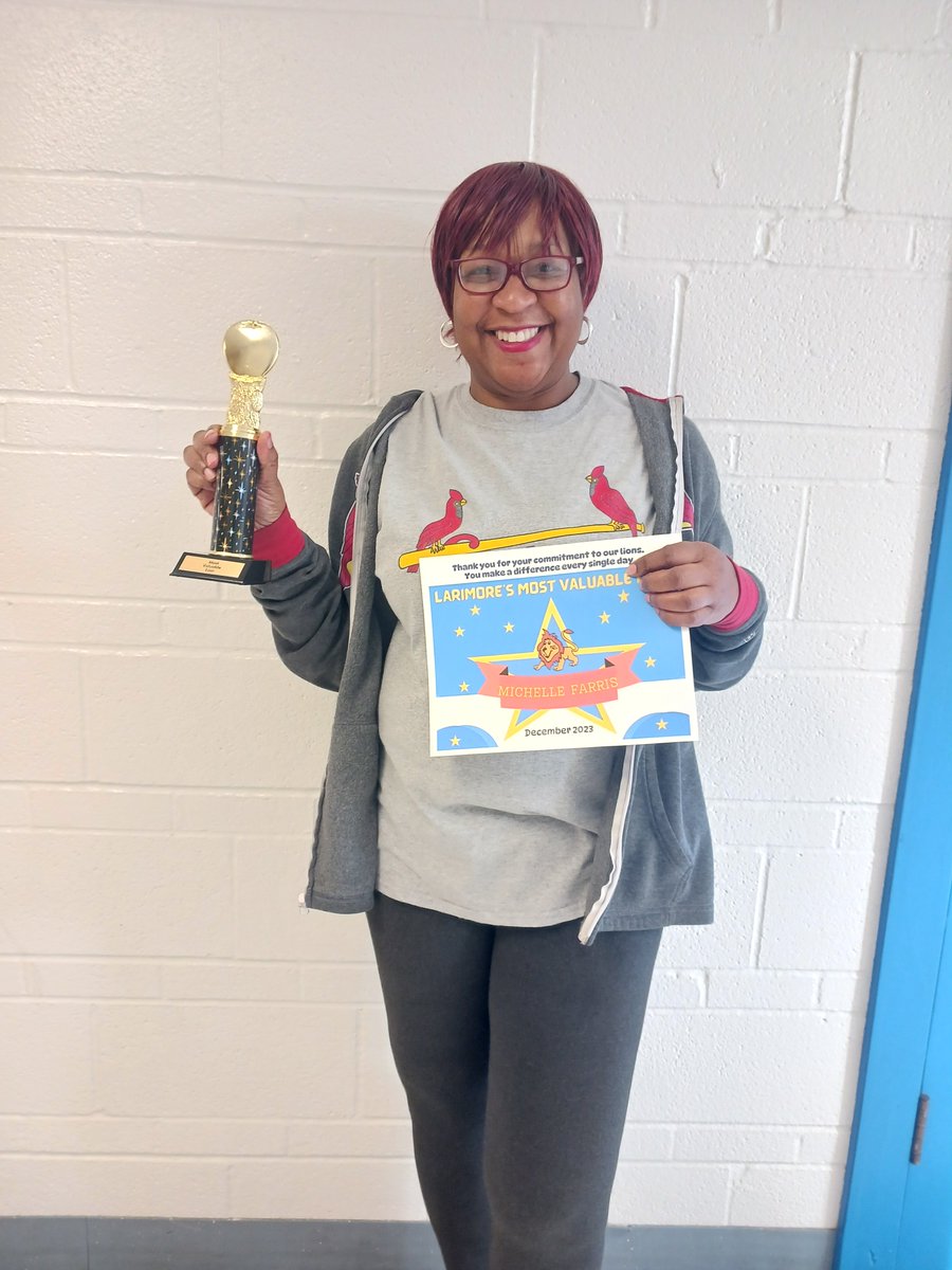 LarimoreSchool's tweet photo. CONGRATULATIONS!!!!  Larimore's Most Valuable Lion for December.  Enjoy that reserved parking spot!  #lionpride https://t.co/YuqDs9z4Np