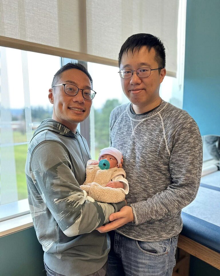 Congratulations to these adorable new daddies, Eddy &amp; Eddy who finally got to bring their baby boy home from the NICU! We are so proud of Baby Lucas the NICU Grad, and Surrogate Jenn for helping this family grow! 🎉🍼🎓