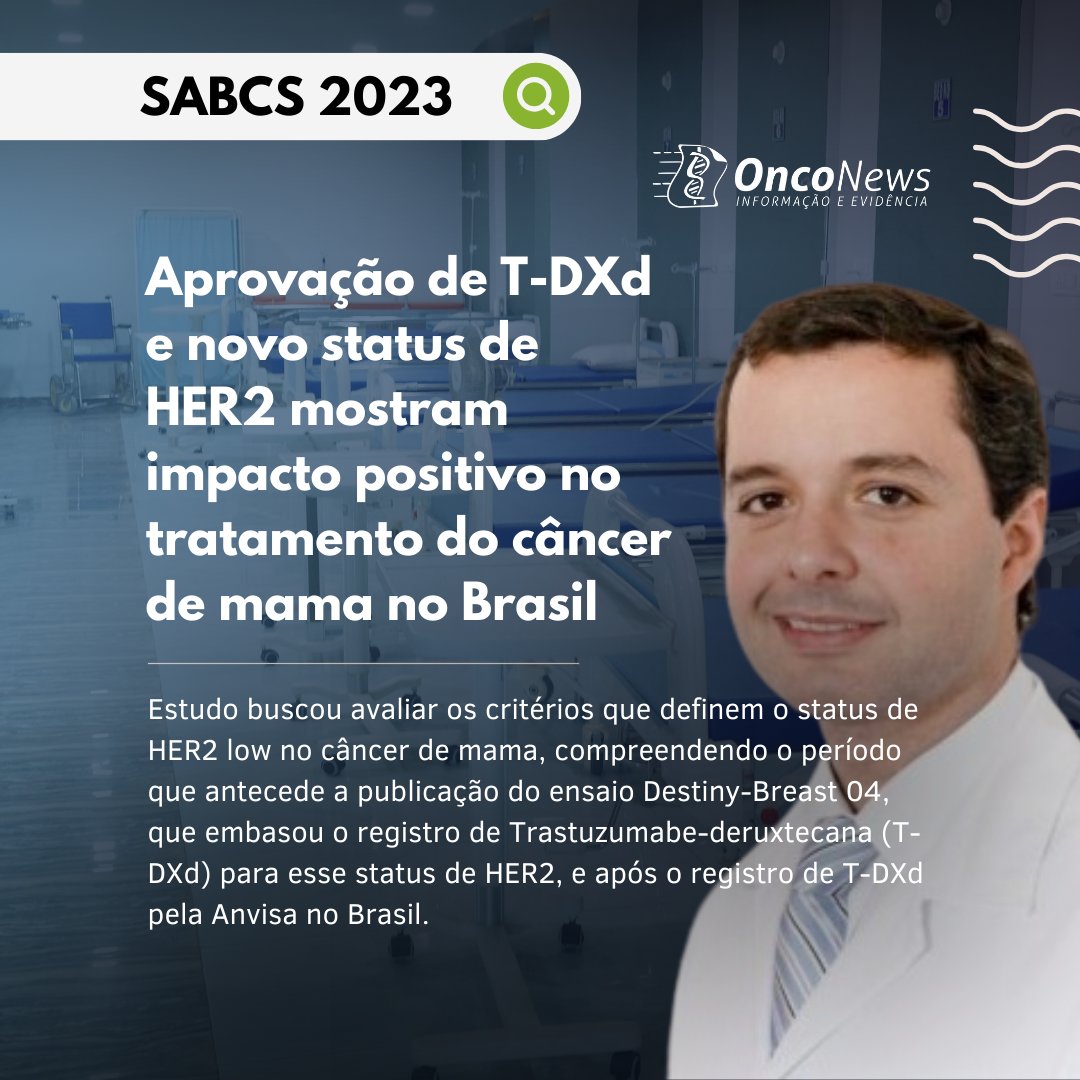 O trabalho tem como autor sênior o oncologista Pedro Exman, e mostra o impacto positivo da chegada de T-DXd e da nova classificação de HER2. 📲Leia mais: tinyurl.com/3u78jbrt #oncologia #oncology #cancer #onconews #SABCS23