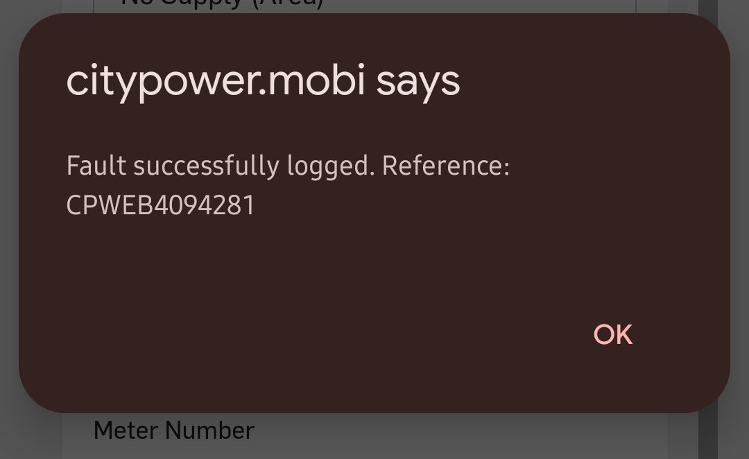 _karennrosa_'s tweet image. @CityPowerJhb #Block10 #BellairsDrive #Northriding #Noordhang
Electricity went off around 04h00, load shedding is scheduled for 08h00.
Please advise
Ref : CPWEB4094281
