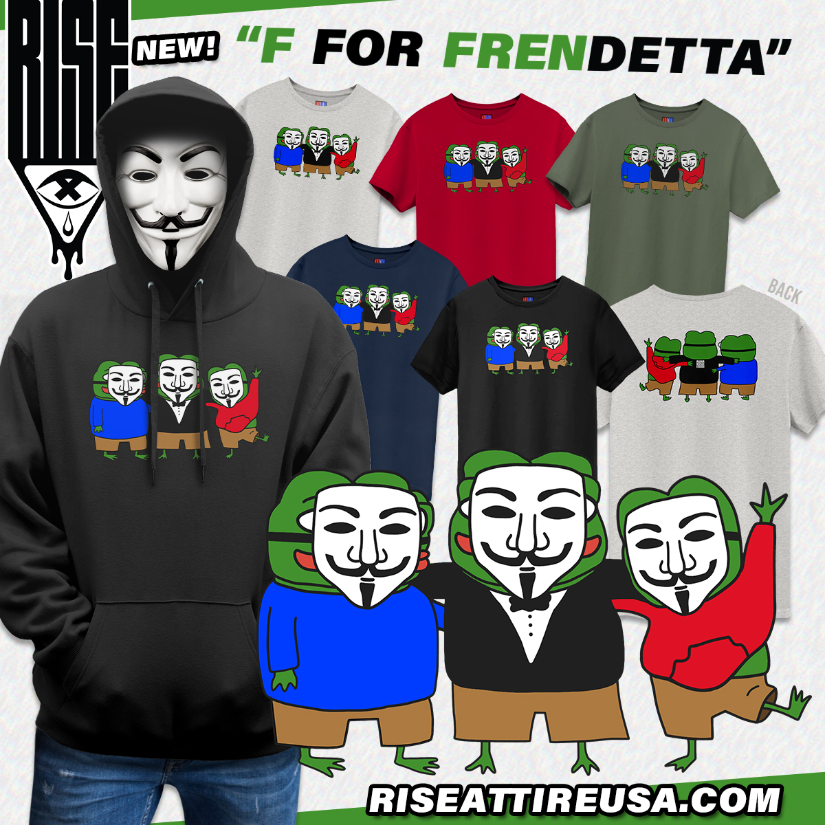 RISEAttireUS's tweet photo. NEW! 🐸 Say henlo to “𝗙 𝗳𝗼𝗿 𝗙𝗿𝗲𝗻𝗱𝗲𝘁𝘁𝗮" ! 
COTTON / UNISEX / DTG / 🇺🇸
https://t.co/3THm7AehT1
Grab one quick so it arrives in time for the holidays!
🐸💚#pepememes #pepe #cozy #anons #parallelEconomy #henlo #frens #GN #GM #RISEATTIRE https://t.co/II7vlgex5N
