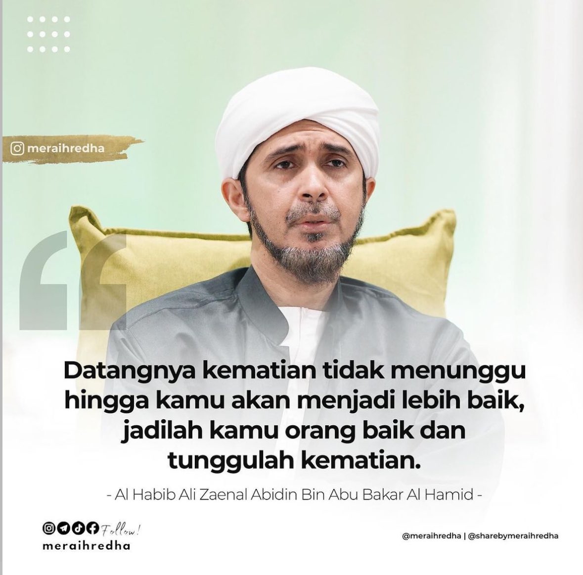 SantapanMinda's tweet photo. Jadilah orang baik dan tunggulah kematian. - Habib Ali Zaenal Abidin https://t.co/jjLtYyjVGX