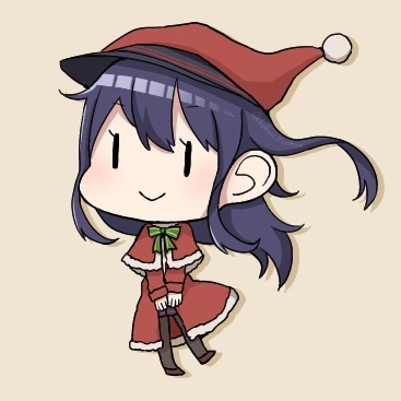 akatsuki (kancolle) 1girl solo hat long hair santa hat red capelet capelet  illustration images