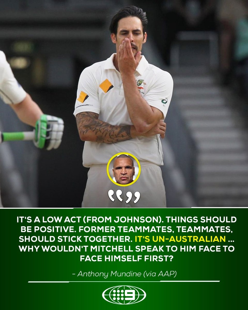 Mitchell Johnson has copped a whack... from Anthony Mundine! 😳 #9WWOS #Cricket