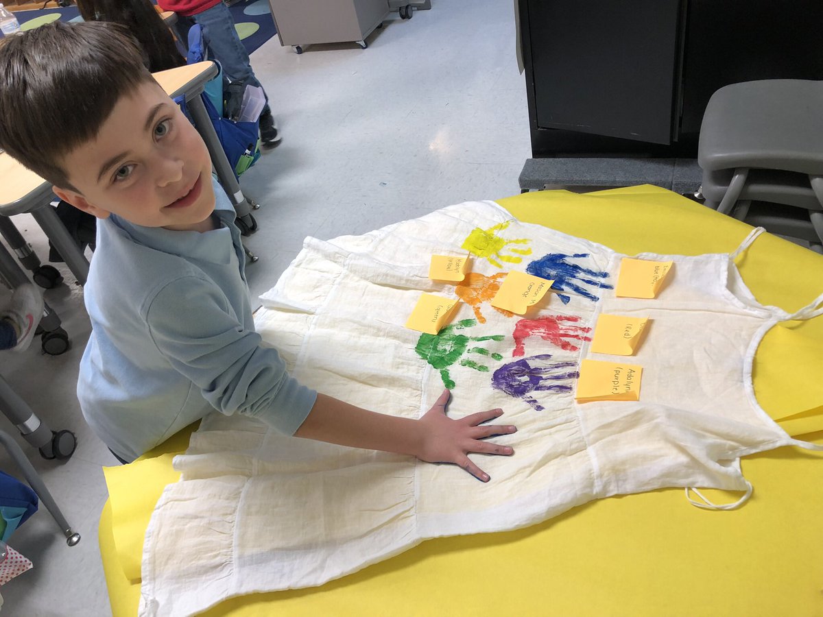 MsEnriquezz's tweet photo. I had both of my first and second semester students hand print their hands on my dress 🎨❤️ I’m going to miss seeing my babies raise those tiny hands and them yelling out “Ms. E” every 2 minutes! 🥺 

This is such a bittersweet moment 😭 They will forever have my heart! ❤️ https://t.co/Kvocqk546F