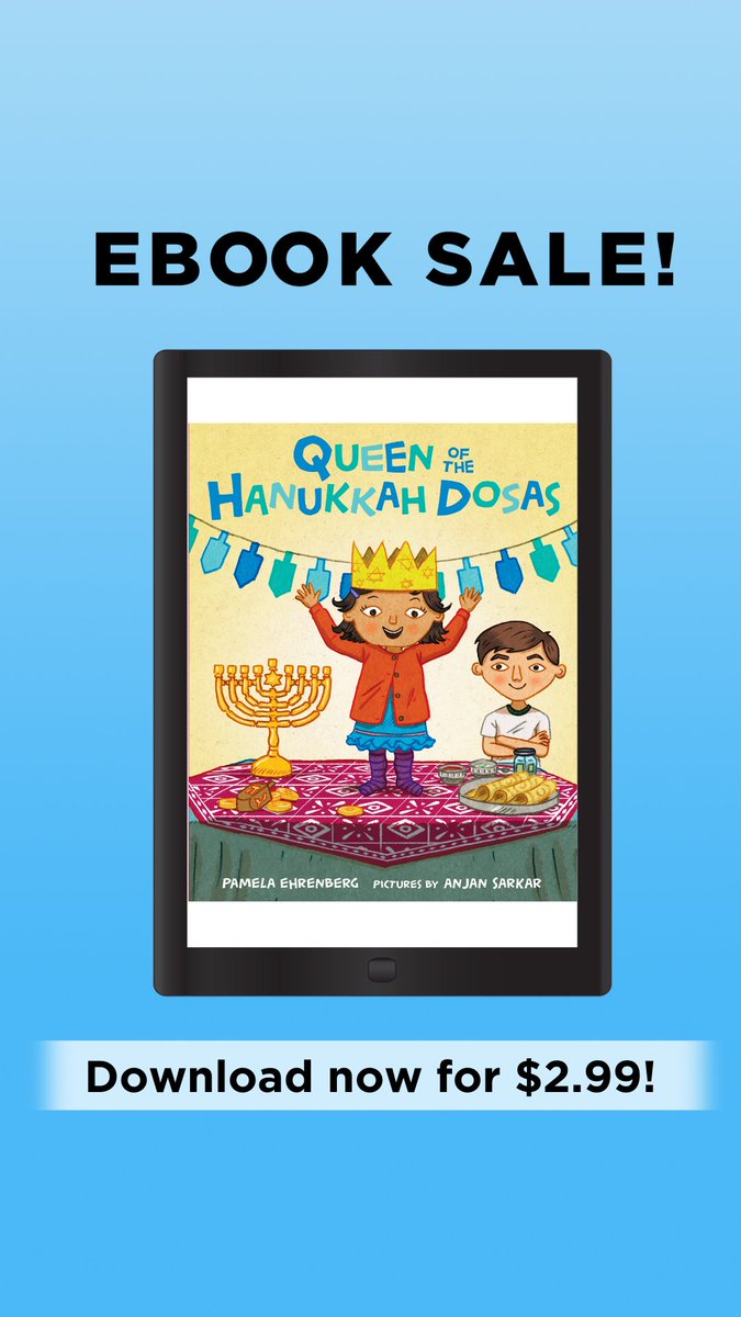 With just 2 days 'til Hanukkah, on-time gifting is still possible with an ebook--QUEEN OF THE HANUKKAH DOSAS on sale for $2.99! bit.ly/3Rgdh8y #JewishJoy &amp; every joy from @ThatAnjanSarkar's  illustrations ... grateful for light any/everywhere <a href="/MacKidsBooks/">MacKids Books</a>