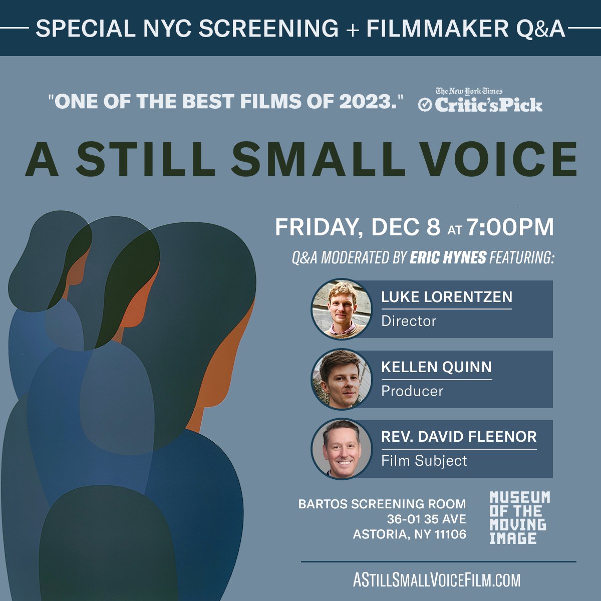 hedgehog_films's tweet photo. In or around NYC? Join us FRIDAY for a special Q&A screening of @stillvoicefilm at @MovingImageNYC. 🎟️➡️https://t.co/diDX90QkPV #AStillSmallVoice https://t.co/VbiEkqfGTg
