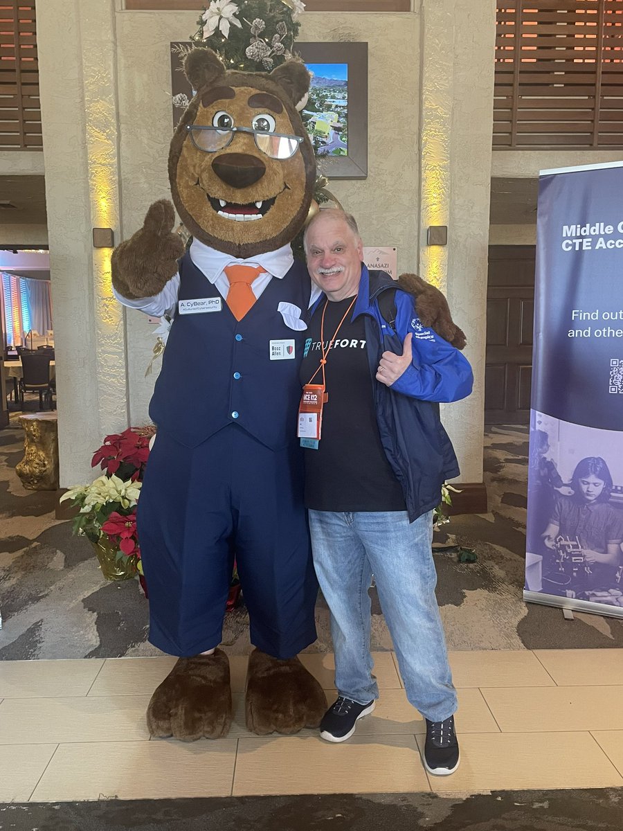 NeilPlotnick's tweet photo. Pretty special to meet #CyBear at the @NISTcyber #nice2023 Conference! @csteachersgb @EverettMASchool @cyber_dot_org @CISAgov https://t.co/v31rCZ35To