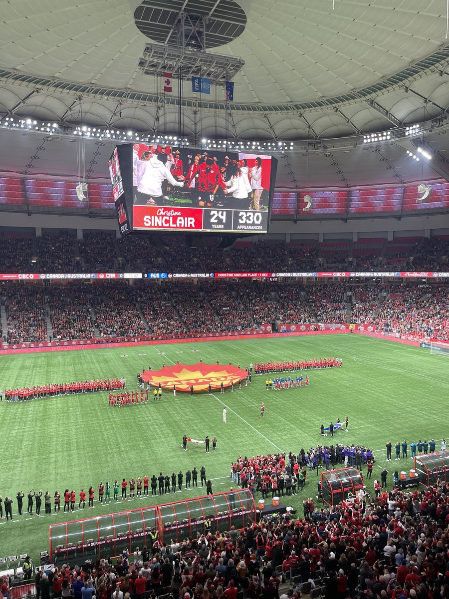 Watching Canada and the celebration of the amazing career of Christine Sinclair. Pretty cool to show my daughter such a great role model.