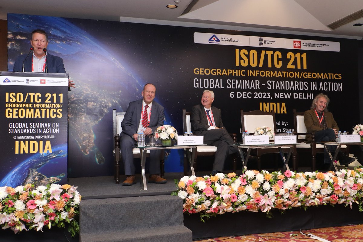 IndianStandards's tweet image. Session 1 of the @ISOTC211 Geographic Information/Geomatics Global Seminar began with #InternationalStandards-a view from around the world. Scott Simmons, Chief Standards Officer, @opengeospatial, shared insight on a repeatable approach to validate geospatial interoperability.