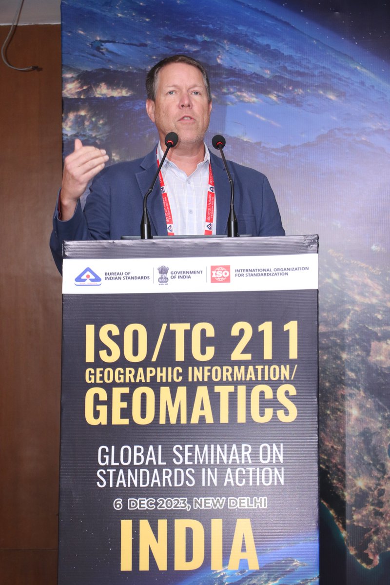 IndianStandards's tweet image. Session 1 of the @ISOTC211 Geographic Information/Geomatics Global Seminar began with #InternationalStandards-a view from around the world. Scott Simmons, Chief Standards Officer, @opengeospatial, shared insight on a repeatable approach to validate geospatial interoperability.