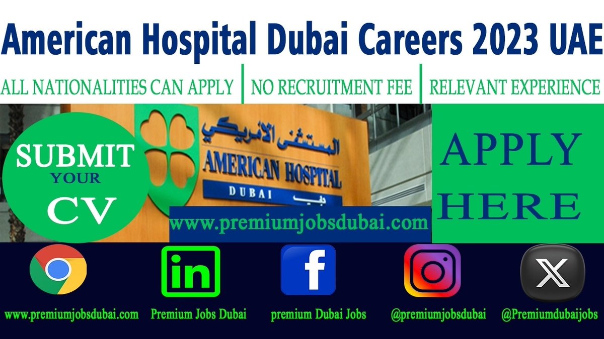 American Hospital Dubai Careers 
Apply Here 👉 premiumjobsdubai.com/2023/10/americ…

#hospitaljobs #medicaljobs #staffnurse  #hrexecutive #medicalcareers #dubaijobs #jobsindubai #dubaicareers #oncology