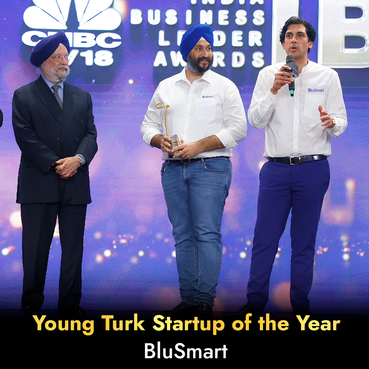 CNBCTV18News's tweet image. .@BluSmartIndia, a beacon of innovation in sustainable mobility, emerges victorious as #YoungTurk Startup of the Year at #IBLA2023. Redefining the future of urban transportation with its fleet of #EVs.

#IBLA #PursuitOfExcellence #CNBCTV18IBLA @StanChart