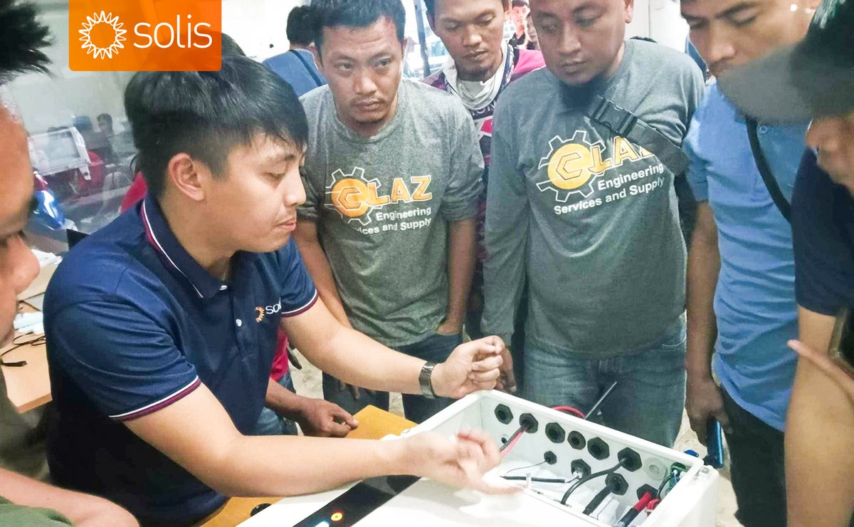 Solis_Inverters's tweet photo. #SolisTraining in #Philippines shines bright! ๐ Installers from Aisun Solar Trading Inc. immersed themselves in #troubleshooting training for Solis S6-EH1P(3-8)K-L-PRO inverters, gaining crucial insights and skills. Certificates were awarded to recognize their active participation and dedication to learning. Thanks to Technical Support Engineers Karlo De Guzman and John Mark Rivera for their invaluable guidance, ensuring a fruitful and enlightening session. ๐
Solis: The World's 3rd Largest PV Inverter Manufacturer ๐
#Solisinverter #hybridinverter #energytransition #solarenergy