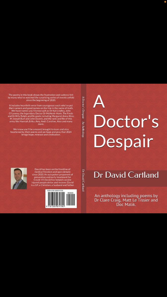 I am delighted to announce the publication of A Doctor's Despair: An anthology including poems by Dr Clare Craig, Matt Le Tissier and Doc Malik. amzn.eu/d/9jR4bBZ #Amazon please add this to your festive wish list for all of your family and friends ❤️