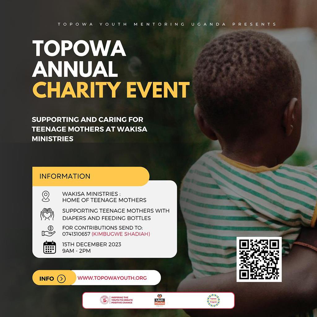 This 15th of December 2023 you can help us bring a smile on the faces of the Teenage Mothers at Wakisa Ministries by choosing to just Share 5000/- Ugx with them.

Be part of this great initiative and let's make a difference together.

See Flier for details.

#TopowaGalPawa