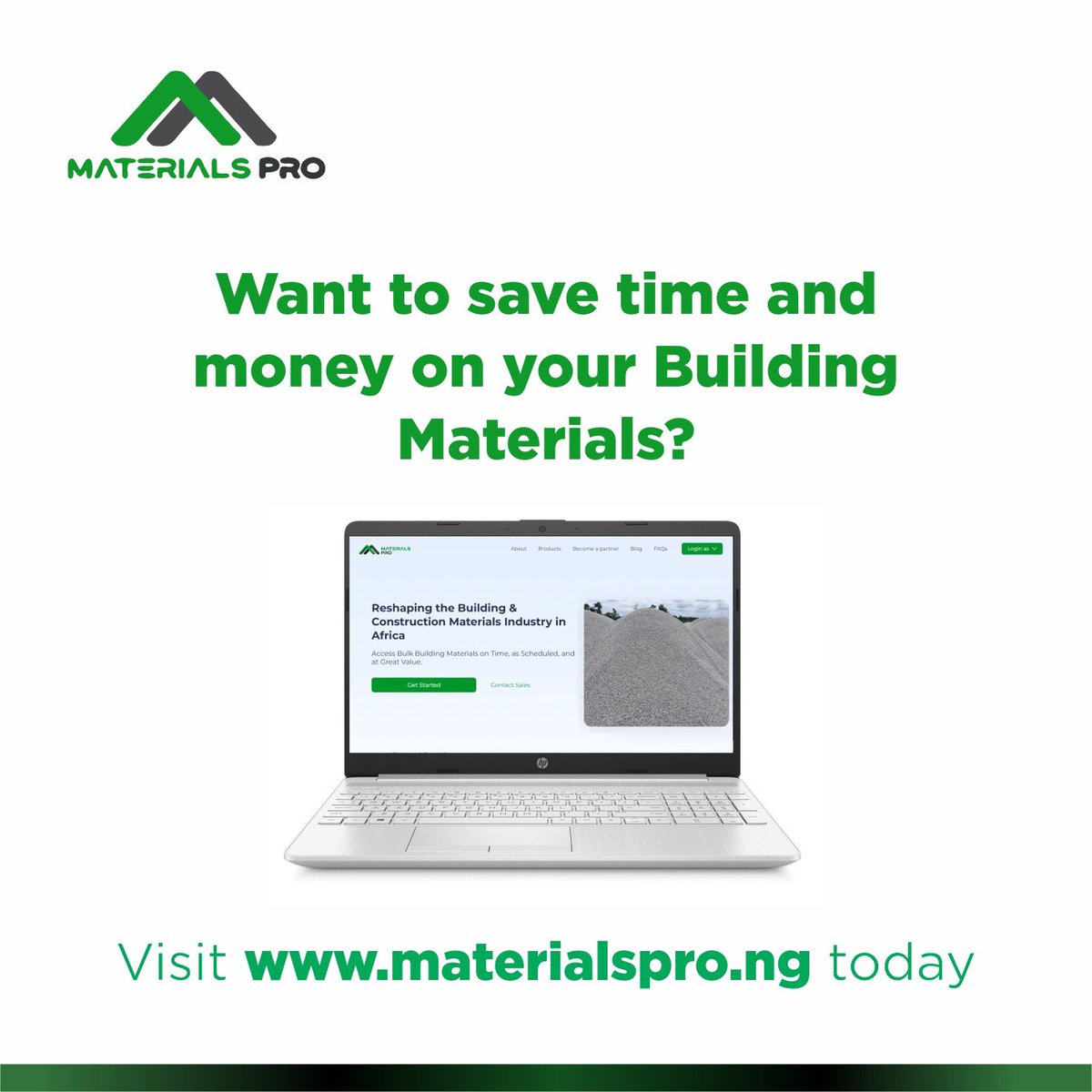 Save time and money, visit materialspro.ng today.

#proptech #realestate #cementprocurement #graniteinlagos #buildingcontractor #rebars #nigeriaindiaspora #homebuilders #buildingcontractor #dreamhomegoals #constructionindustry #constructiontips