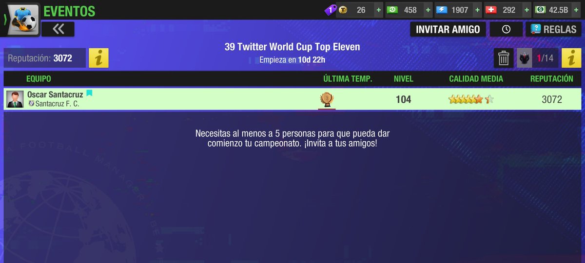 39 Twitter World Cup <a href="/topeleven/">Top Eleven</a> &amp; <a href="/nordeus/">Nordeus</a> 🏆

Para unirte a él, usa este código: 
👉🏻 02QG2F
👉🏻 topeleven.onelink.me/topeleven/b919…

¡Juguemos juntos! ⚽🏃

#Ecuador #TopEleven #Gaming #Gamer #socer
