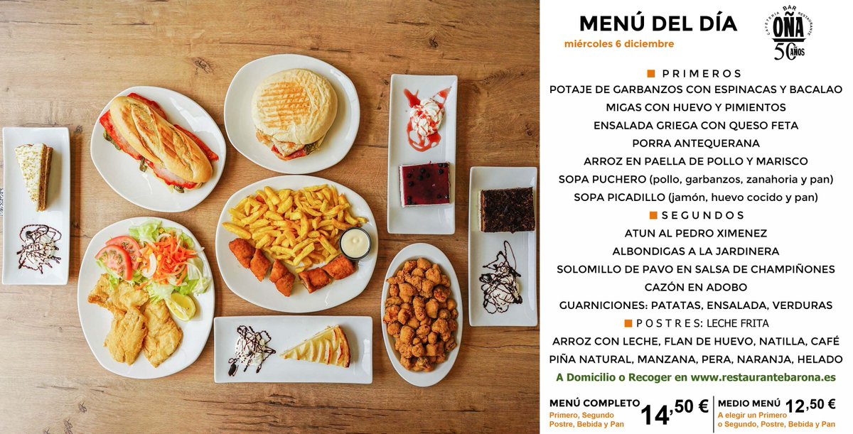 CafeteriaOna's tweet photo. Miércoles festivo. Cocina Abierta todo el día. ¡Os esperamos!
👉Haz tu pedido en https://t.co/vx2pdJ8wtS
🍽 Reserva Mesa para almorzar en los siguientes teléfonos:
📞 OÑA Hospital Civil: 952305596
📞 OÑA Carlos Haya: 952612242 https://t.co/a1Quf0Qb1o