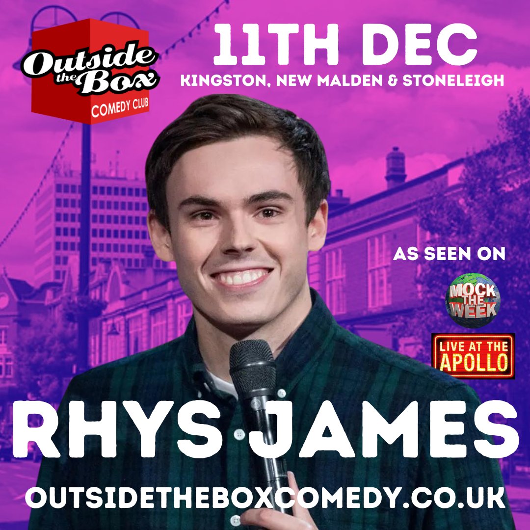 LOOK!! We have @rhysjamesy this Monday 11th Dec in Kingston, New Malden and Stoneleigh! As seen on Live at the Apollo, QI and Mock the Week.. Get tickets here: outsidetheboxcomedy.co.uk/performer.htm?…
