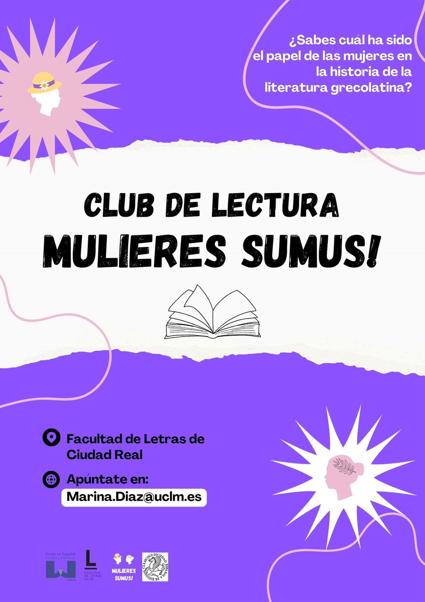 SEEC Castilla-La Mancha (@seec_clm) on Twitter photo 📚La <a href="/seec_clm/">SEEC Castilla-La Mancha</a> colabora en el nuevo club de lectura de Mulieres sumus!, que se reunirá periódicamente en @facultaddeletrasuclm.
💜¿Sabes cuál ha sido el papel de las mujeres en la historia de la literatura grecolatina?
✍️Apuntáos escribiendo un correo a Marina.Diaz@uclm.es. 📚La <a href="/seec_clm/">SEEC Castilla-La Mancha</a> colabora en el nuevo club de lectura de Mulieres sumus!, que se reunirá periódicamente en @facultaddeletrasuclm.
💜¿Sabes cuál ha sido el papel de las mujeres en la historia de la literatura grecolatina?
✍️Apuntáos escribiendo un correo a Marina.Diaz@uclm.es.