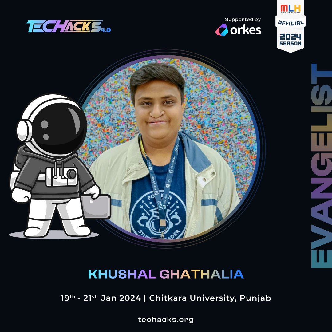 Kghathalia's tweet image. Hey everyone! ,I&apos;m thrilled to inform that I&apos;ve been accepted as a Hackathon Evangelist for Techack 4.0 
Join me on this exciting adventure 
Do not miss this chance and register now at:  techacks.org.
#techacks4.0 #mlh #hackathon @techackscu #community @orkesio #github