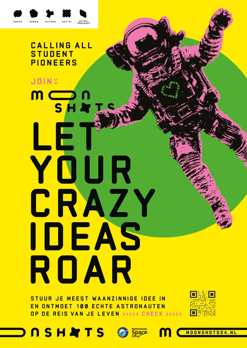 Benieuwd naar de tussenstand? Maar liefst 50 teams hebben zich aangemeld! 😮 Nog een maand tot de deadline. 🚀 Waar wacht je nog op, doe ook mee! Ontdek de missies op moonshots24.nl en let your crazy ideas roar om onze planeet een stukje beter te maken! See you soon!