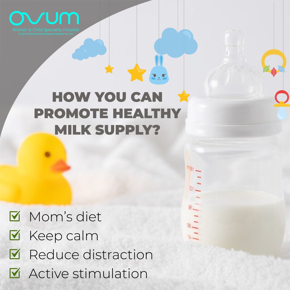 🍼✨ Tips for a Healthy Milk Supply! 🌈 Whether you're a new mom or on a breastfeeding journey.

#BreastfeedingTips #HealthyMilkSupply #MomLife #ovumhospital #ovumwomanandchildcare #ovumneonatal #ovumhospitals #SoComeToOvum