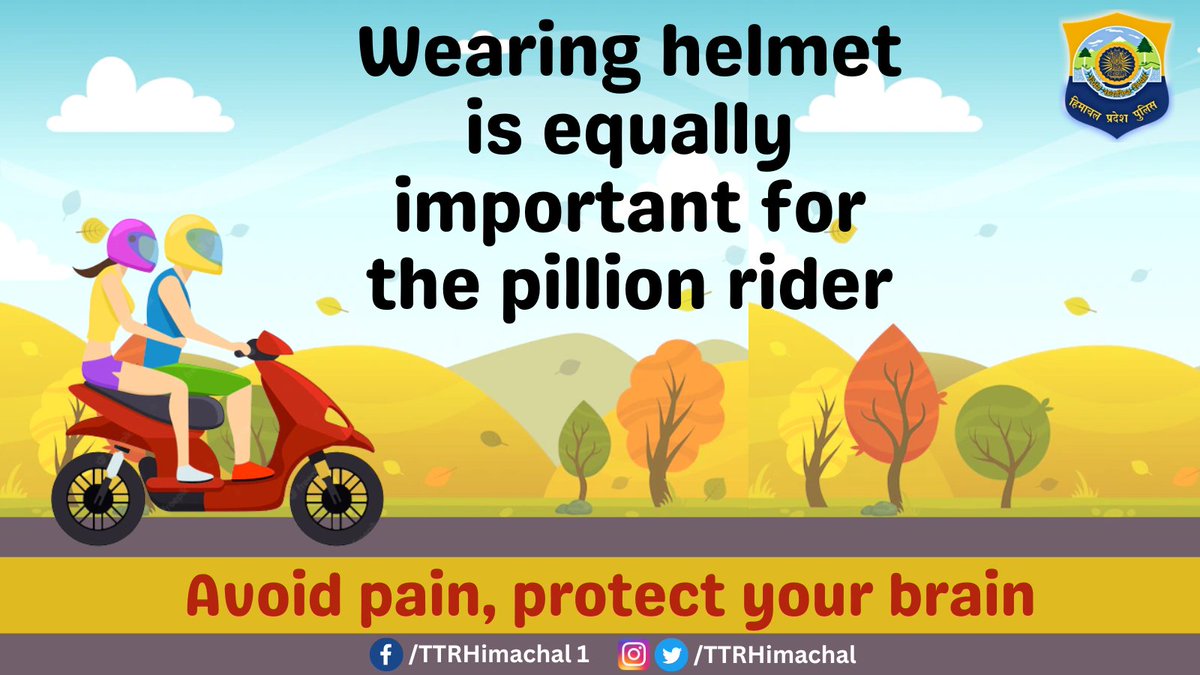 TTRHimachal's tweet image. Riding the road to safety: Embrace the helmet habit for both riders! 

#TTRHimachal #SafetyFirst #HelmetAwareness #ProtectYourBrain #RideSmart #RoadSafety #TrafficRules #Traffic #Tourist #HPPolice