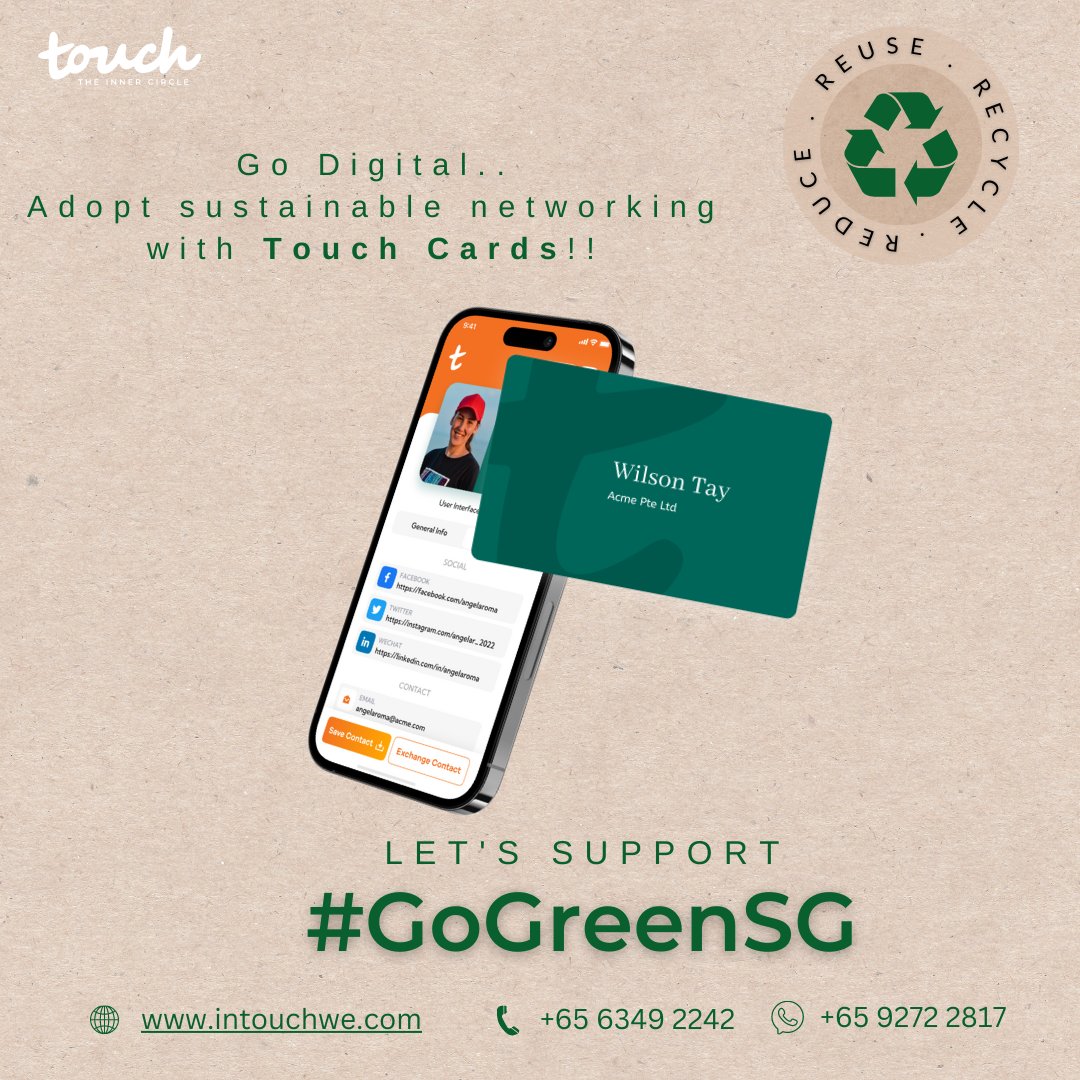 InTouchWe's tweet photo. Say goodbye to paper waste and embrace the power of NFC and QR codes with Touch Digital Business Cards! Networking just got smarter and greener. Our Touch Digital Business Cards combine NFC technology and QR codes to enable seamless contact sharing right from your smartphone. https://t.co/reTXmAUrCw