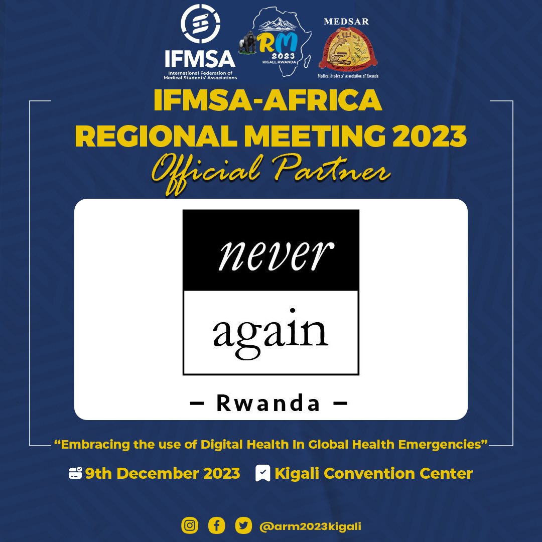 harerimana_tito's tweet photo. @NARwanda is an official partner of @medsar_rwanda to the 19th @IFMSA @arm2023kigali. Appreciation goes to Executive Director Dr. @JosephRyarasa, (a friend of youth & MEDSAR honorary member) for always believing and supporting young people’s initiative in Rwanda. 

#ARM23Kigali 
#DigitalHealth