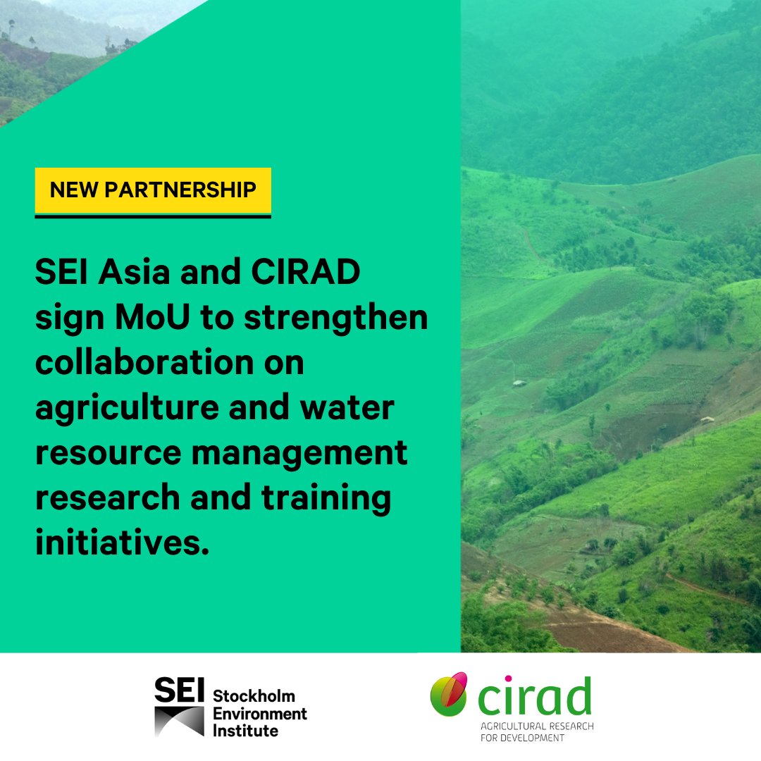 SEI_Asia's tweet photo. SEI Asia and @CIRAD solidified a strategic partnership committed to advancing research and training on agriculture and water resource management.

This signifies an alliance between two leading institutions, pooling expertise to tackle critical challenges in the region. https://t.co/tHaeB6t2us