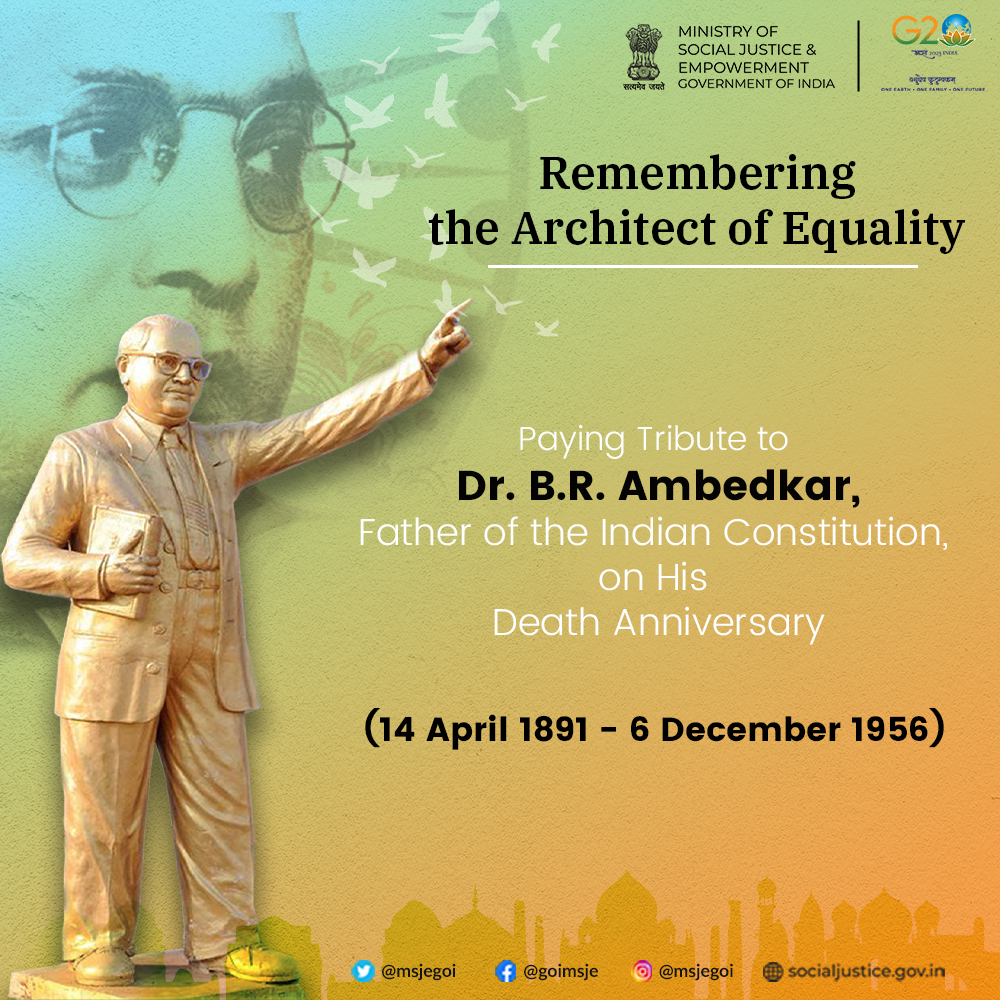 Remembering Dr. B.R. Ambedkar on his Death Anniversary. A visionary leader who shaped India's path to justice and equality. His legacy lives on, inspiring us to champion education and break down caste barriers. #TransformingIndia #9YearsOfSeva #PMOIndia @Drvirendrakum13
